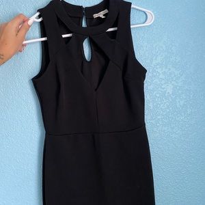 black clubbing dress, cutout front
